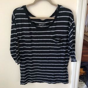 Navy Blue & White Stripe American Eagle Top
